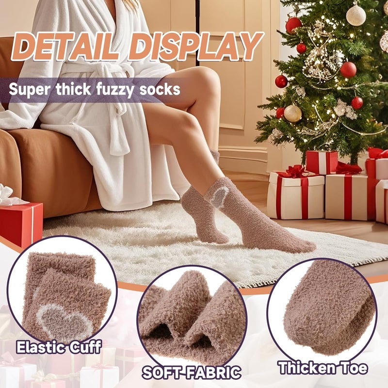 AMENLAN Store Women Fuzzy Slipper Socks Winter Microfiber Soft Cozy Plush Fluffy Socks Warm Comfy Thermal Home Sleeping Socks - Image 3